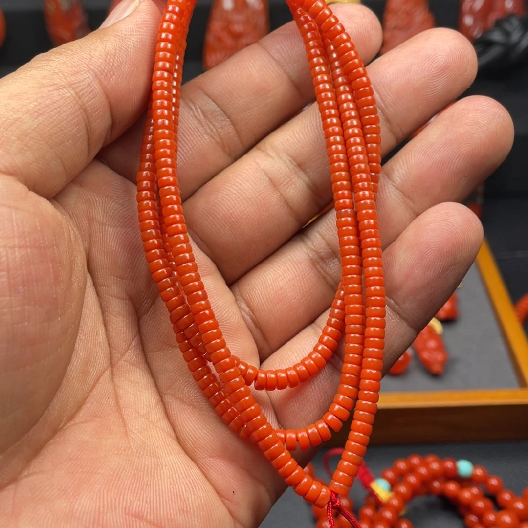 对***…南红玛瑙未镶嵌挂件直切长串