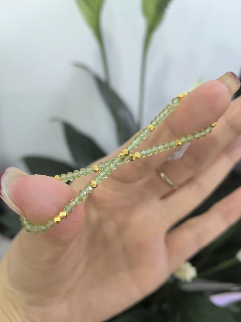<青隐>蹦迪珠绿色手串 足金999