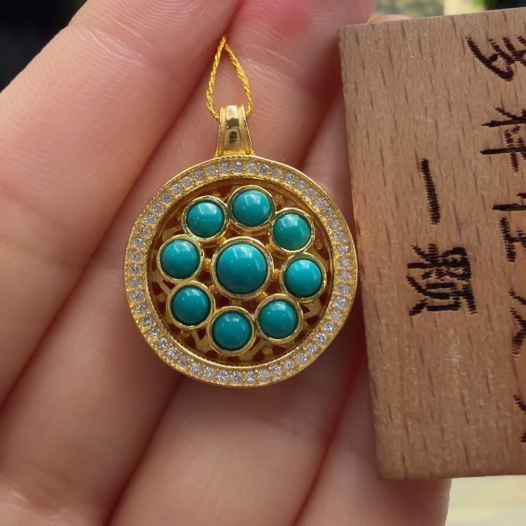 绿松石银S925镶嵌颈饰