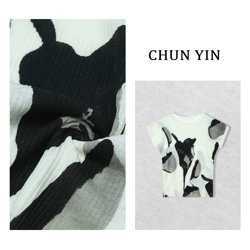 大雨【简意水墨】夏季轻薄设计感艺术修身写意水墨上衣33715