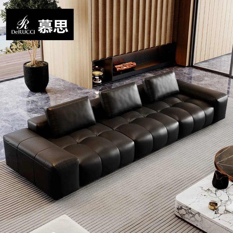 【交个朋友专属】慕思集团旗下艾慕真皮直排沙发意式极简轻奢196