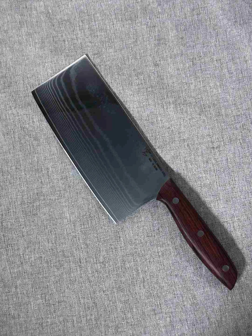 真大马士革酸枝木手柄流沙纹家用高端厨师中式菜刀10cr15mov