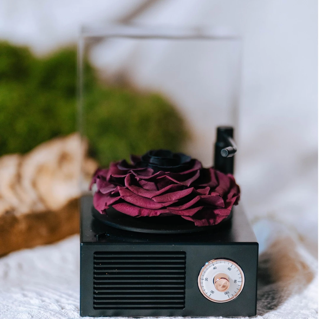 yamu永生花留声机蓝牙音响玫瑰礼盒情人节告白纪念日生日送礼摆件