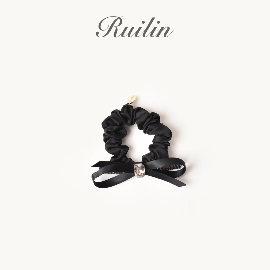 RUILIN【118】【方钻缎带蝶蝶】发圈带钻蝴蝶结可爱气质ins