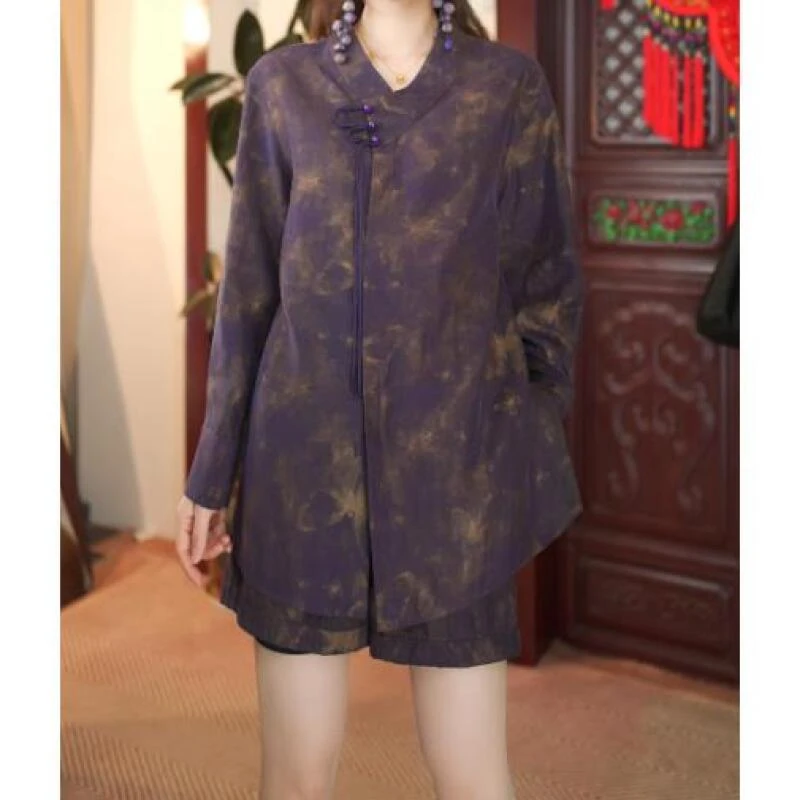 气质V领晕染重缎双面穿桑蚕丝上衣24206