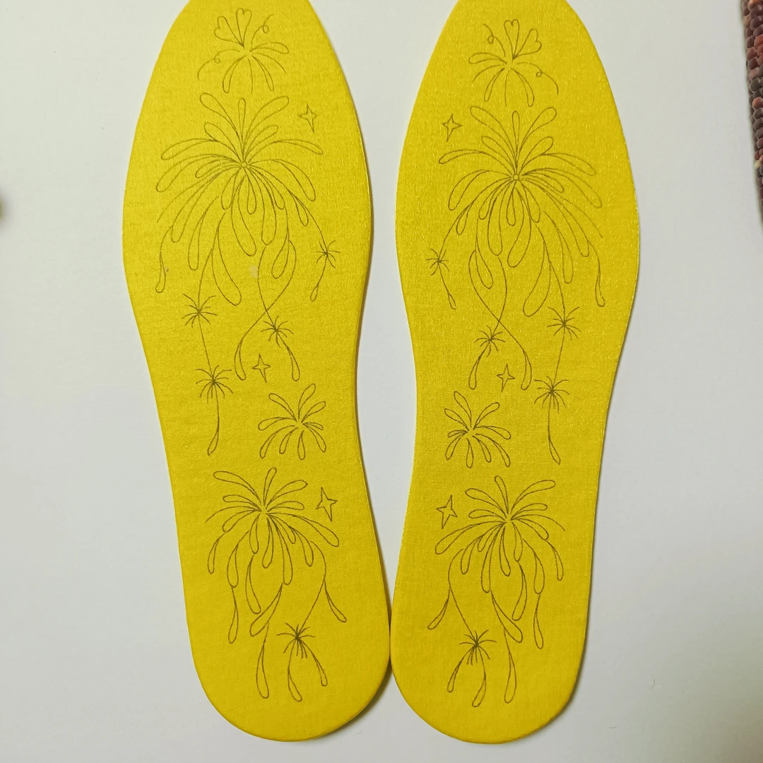 静儿手工吸汗舒适刺绣鞋垫黄色纯棉棉鞋垫半成品不带线，送顶针针