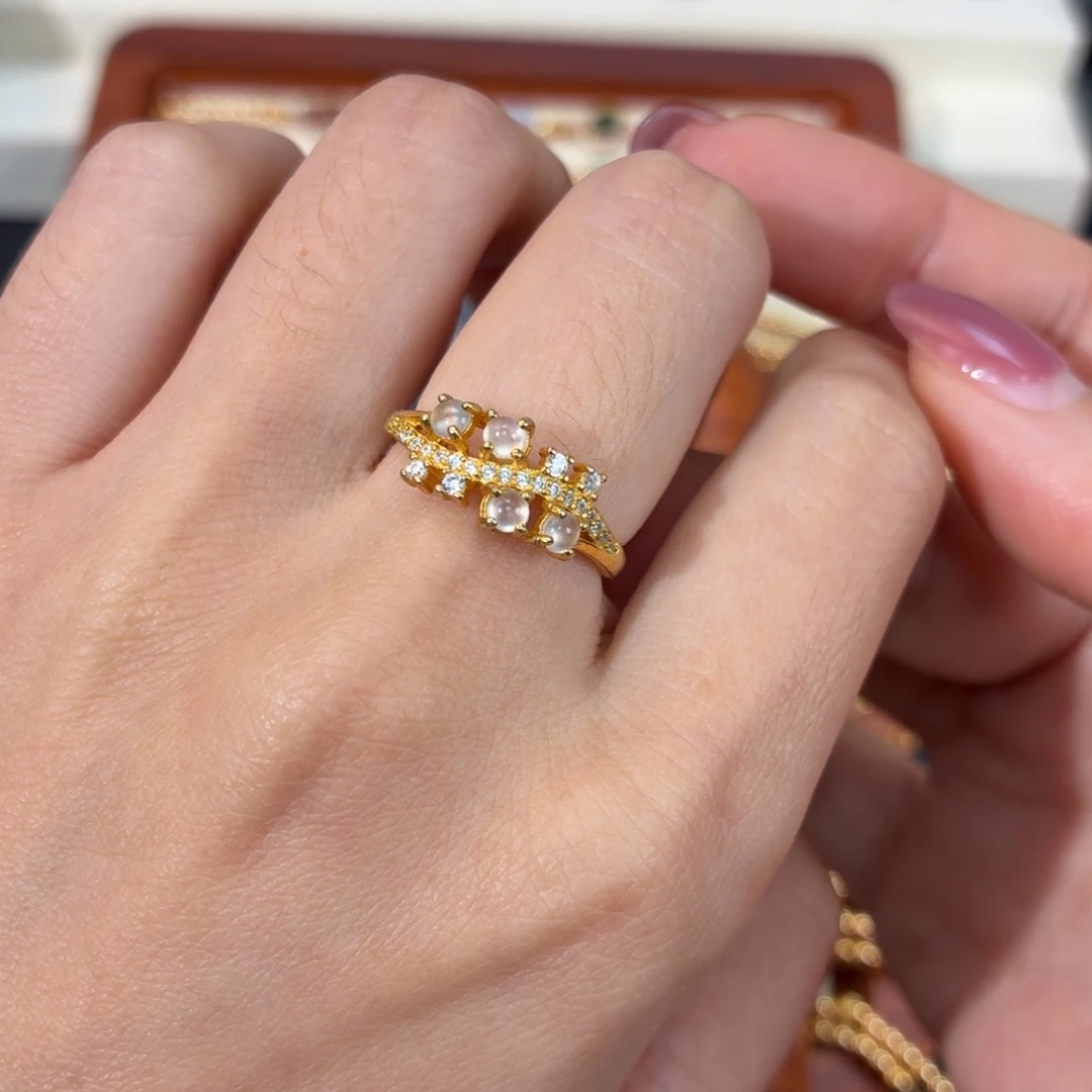 翡翠银S925镶嵌颈饰戒指