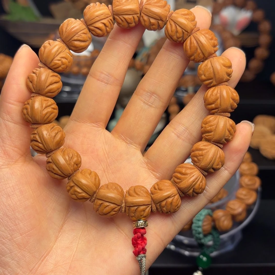 桃核吊坠野生红莲1.5尺寸