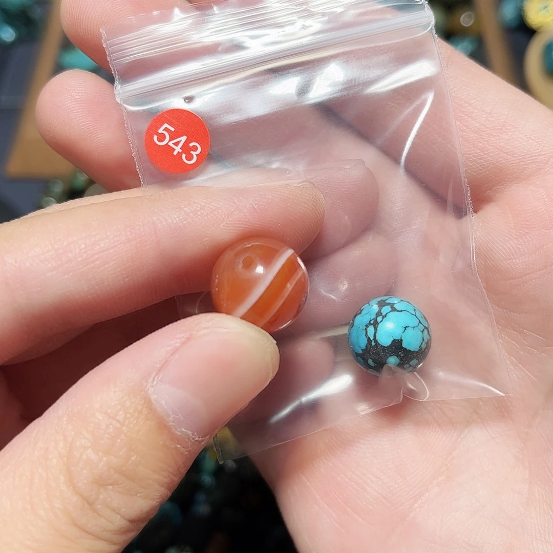 玛瑙/玉髓未镶嵌圆珠桶珠老型手串！！