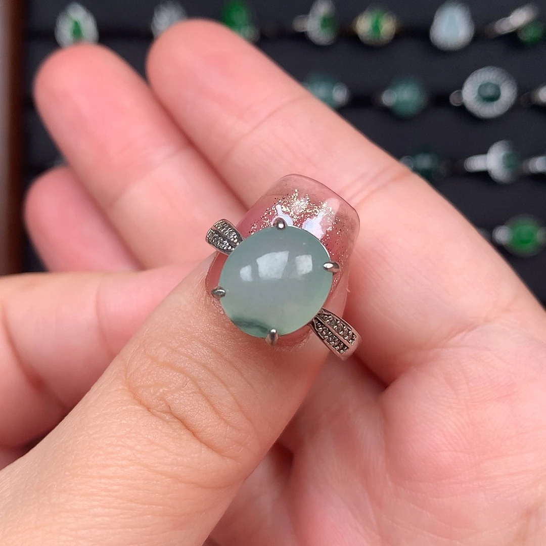 翡翠银S925镶嵌戒指