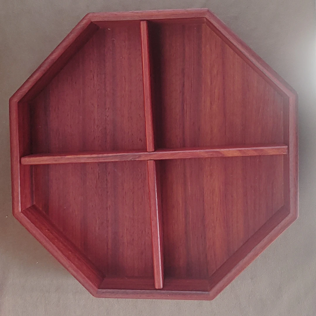 红花梨果盘多格收纳挡板可拆可拿