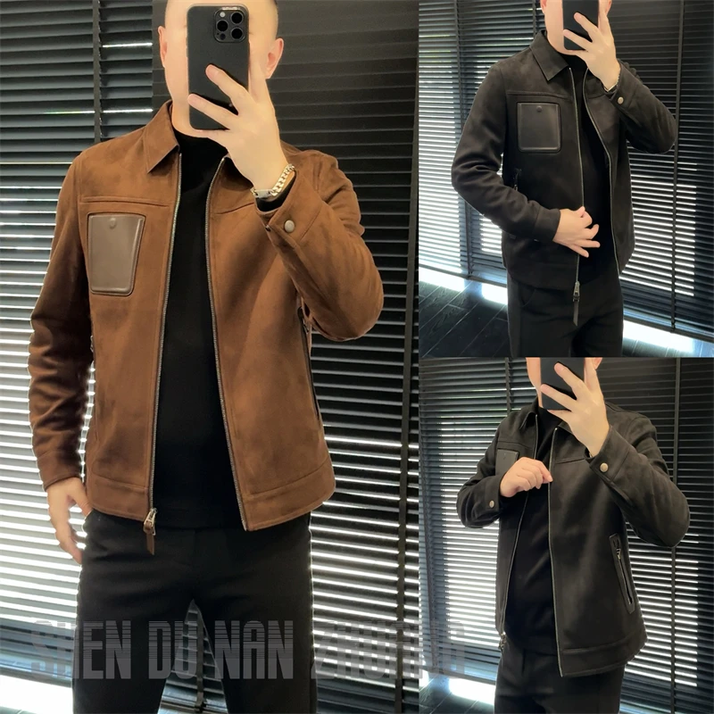 SHEN&DU男装|磨砂皮·新款男士飞行员翻领皮夹克外套50372