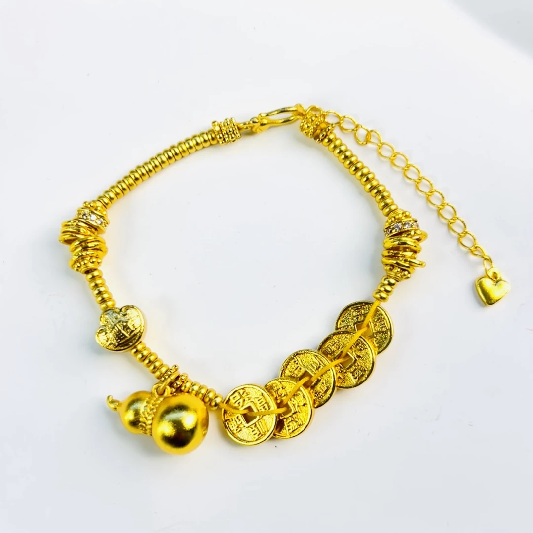 铜合金手链 【煋火原创】葫芦五帝钱盘缠手链