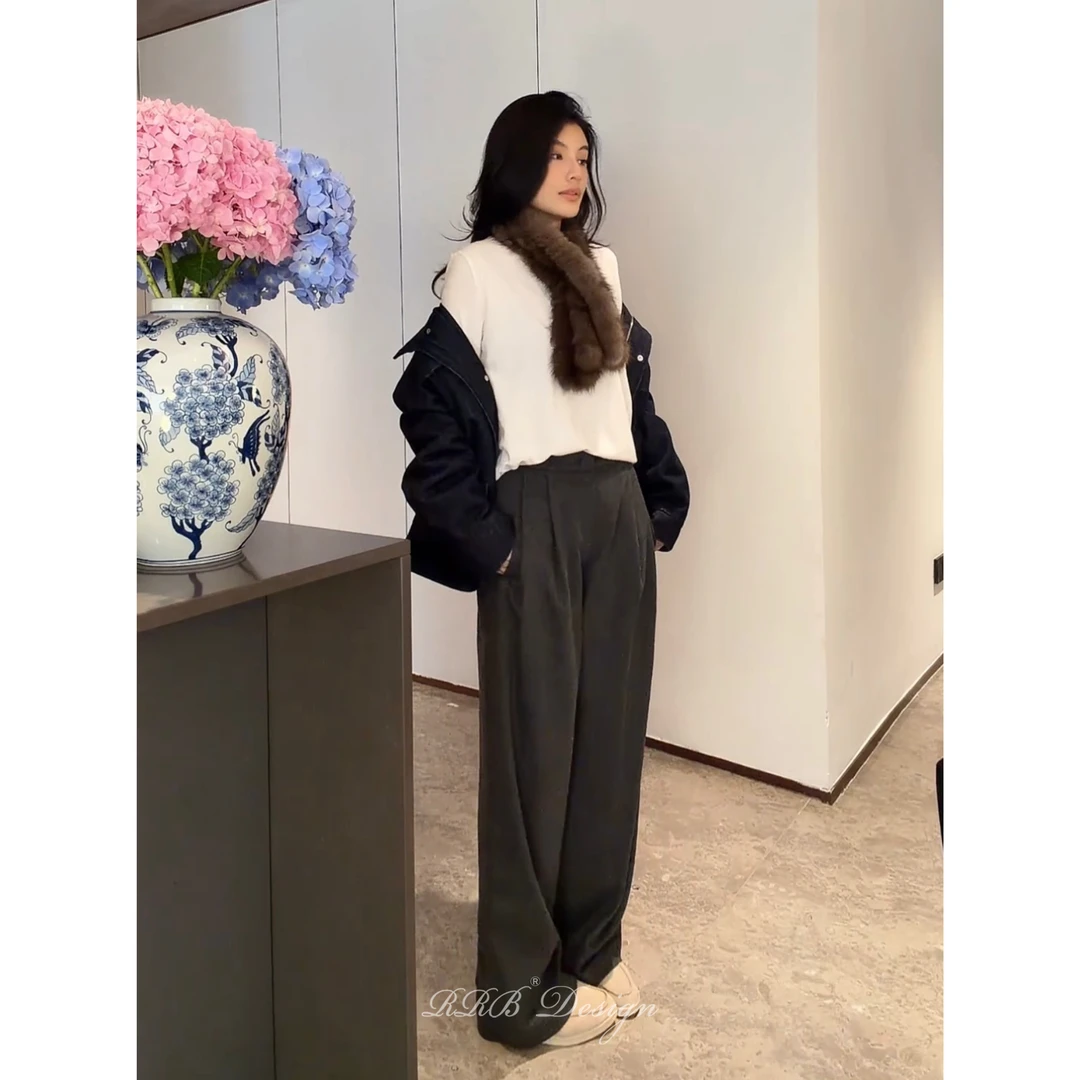 RRB Design「口碑裤」绵羊毛山羊绒混纺加厚保暖显瘦纸片人西裤