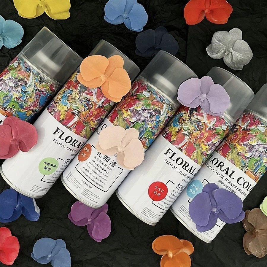 鲜花喷漆花艺彩色染色碎冰蓝玫瑰花束上色喷色剂喷花专用漆资材