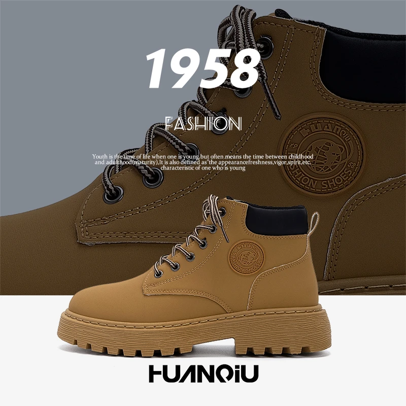 环球厚底马丁靴男款2025秋季新款百搭时尚潮流男鞋户外通勤大黄靴