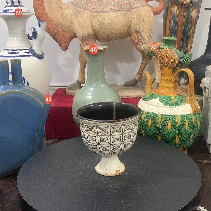 瓷片磁卅一窑高角杯