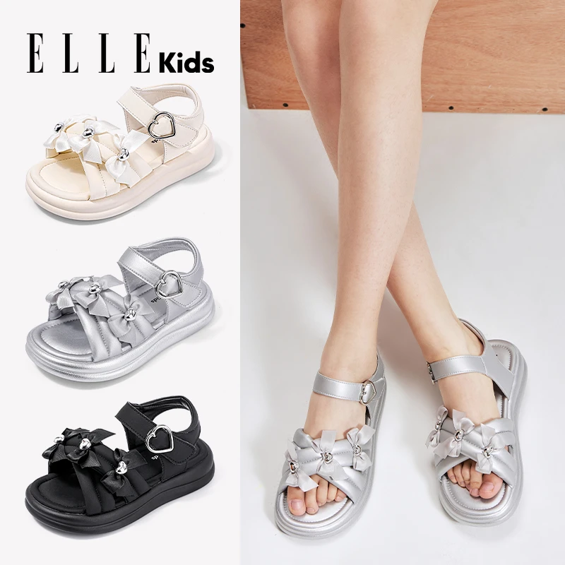 ELLE KIDS童鞋2025新款夏季凉鞋软底女孩罗马休闲儿童平底公主鞋