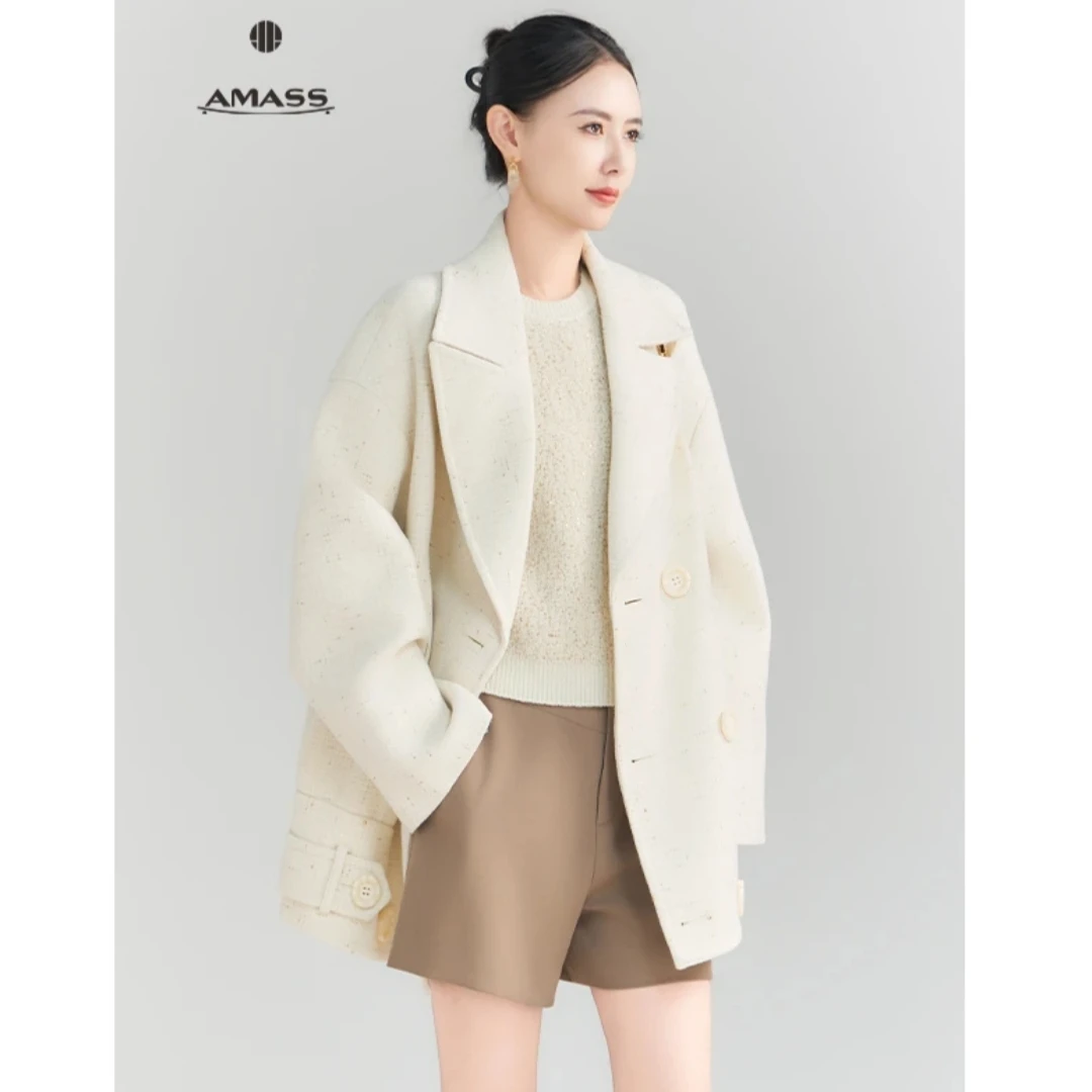 AMASS/阿玛施秋冬新款小香系列白色毛呢外套 5400921