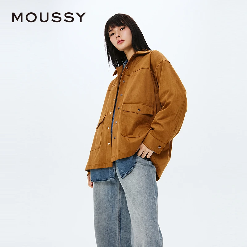 MOUSSY2025春季新款复古流苏休闲翻领衬衫028ISZ30-0431