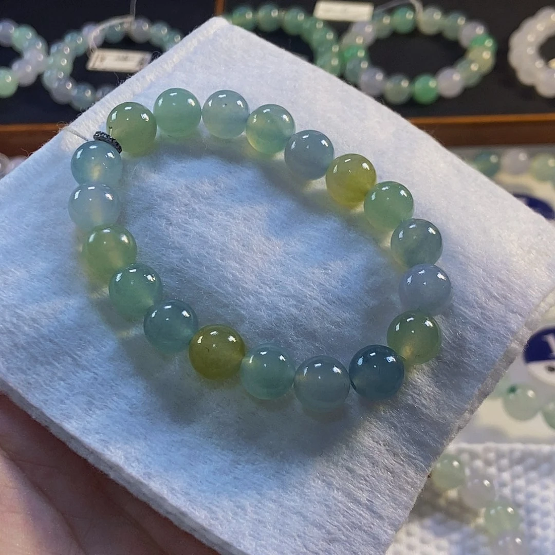定制翡翠未镶嵌翡翠手串卡9.8