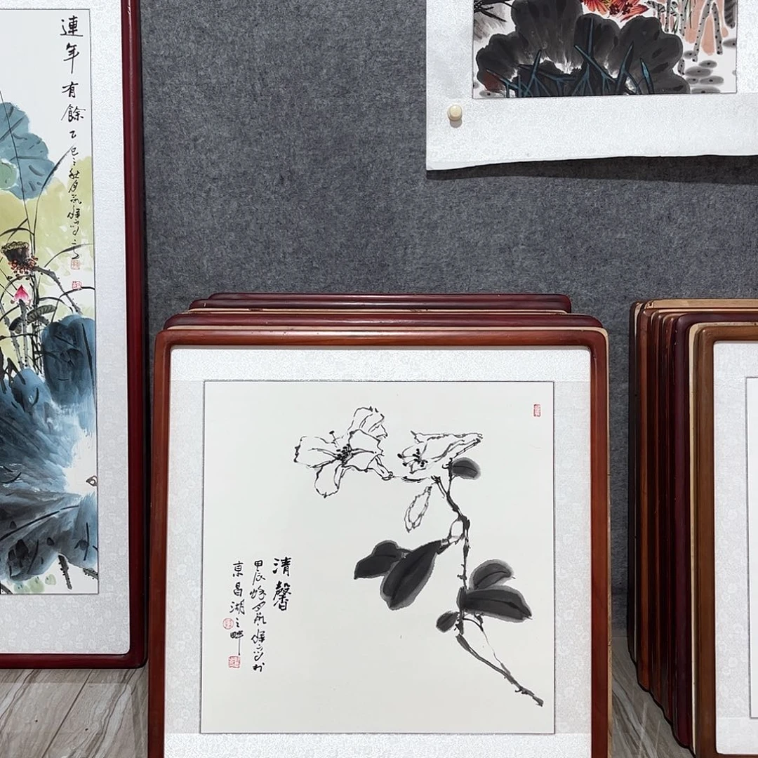 国画书画作品带框63×63