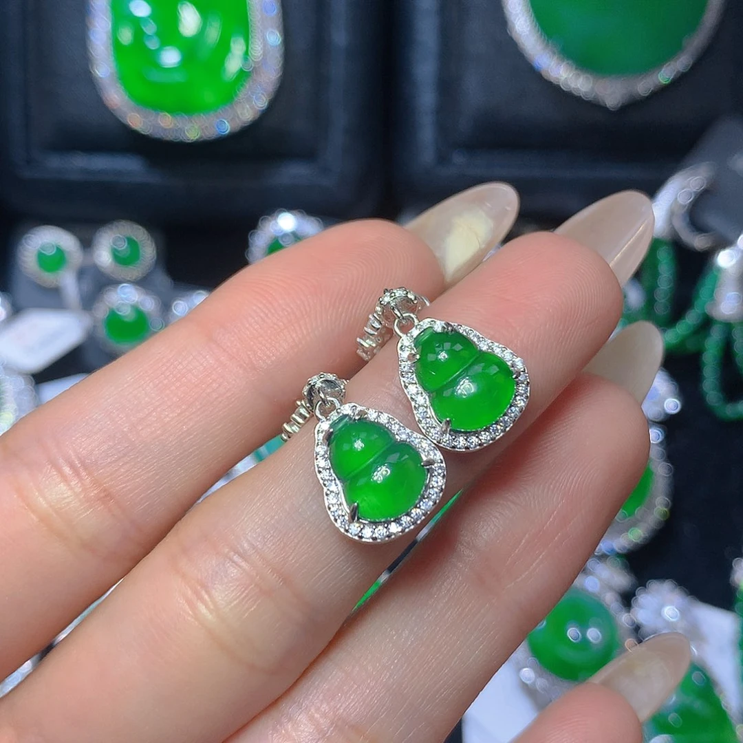 翡翠吊坠(不含链)银S925镶嵌翡翠