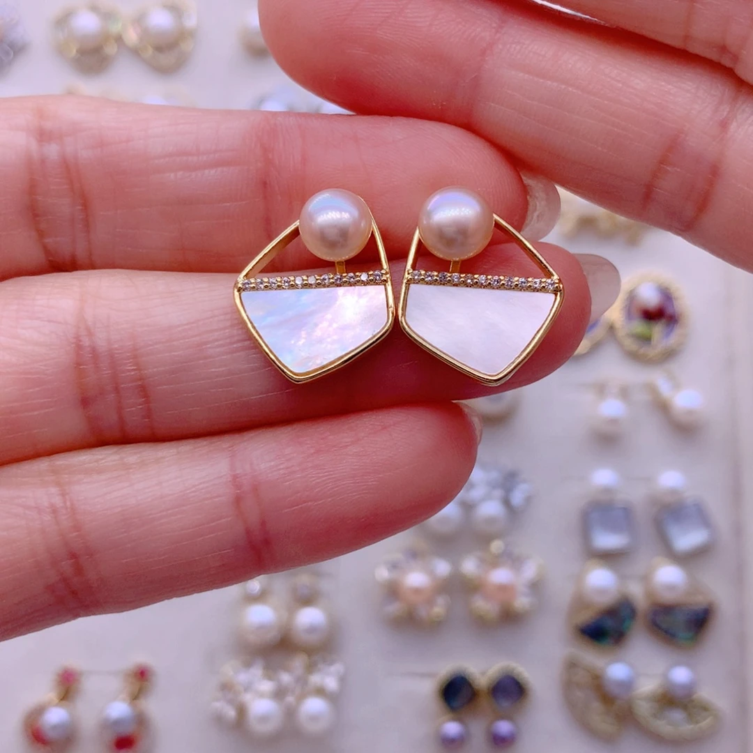 合金淡水珍珠耳饰