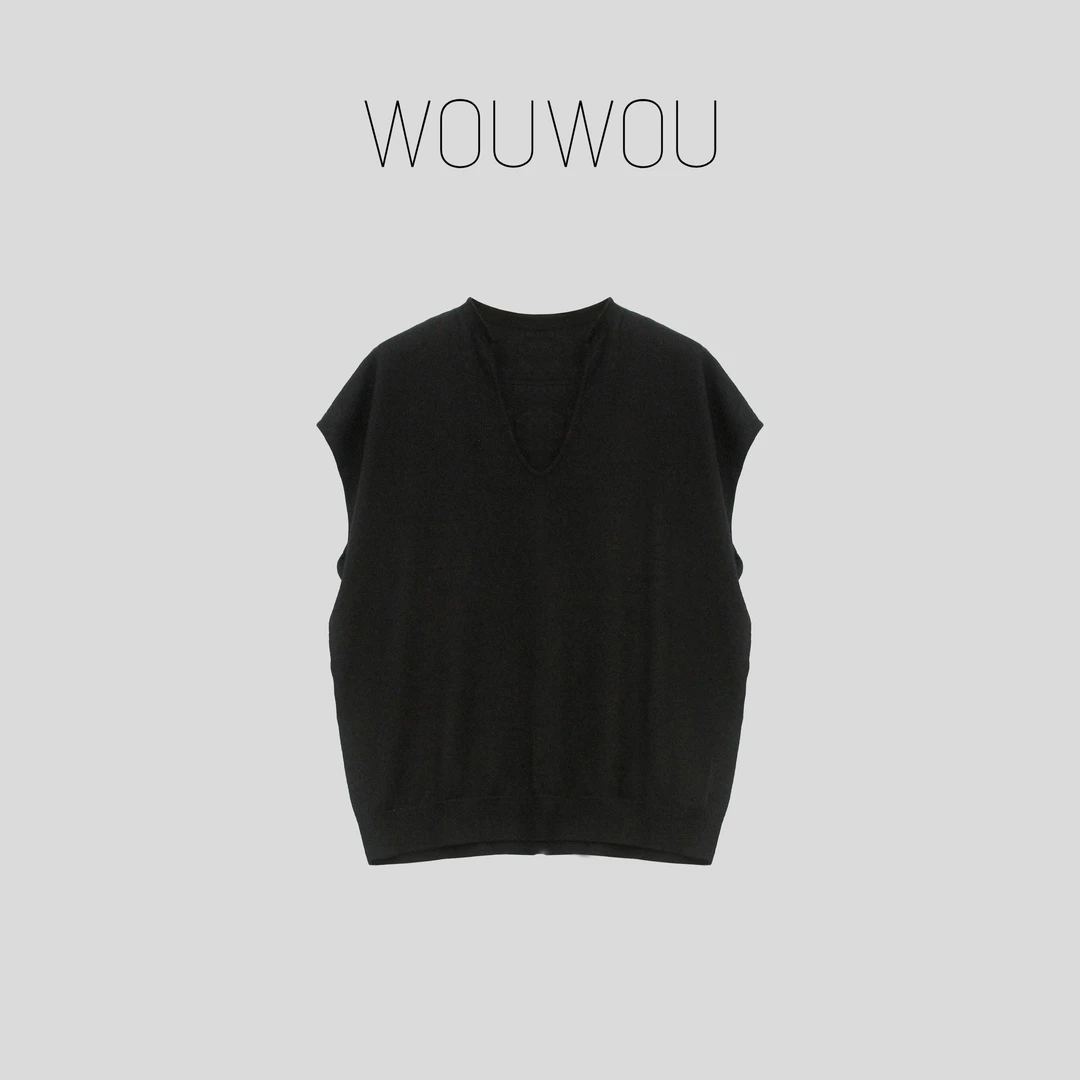 【WOUWOU】起领无袖针织上衣