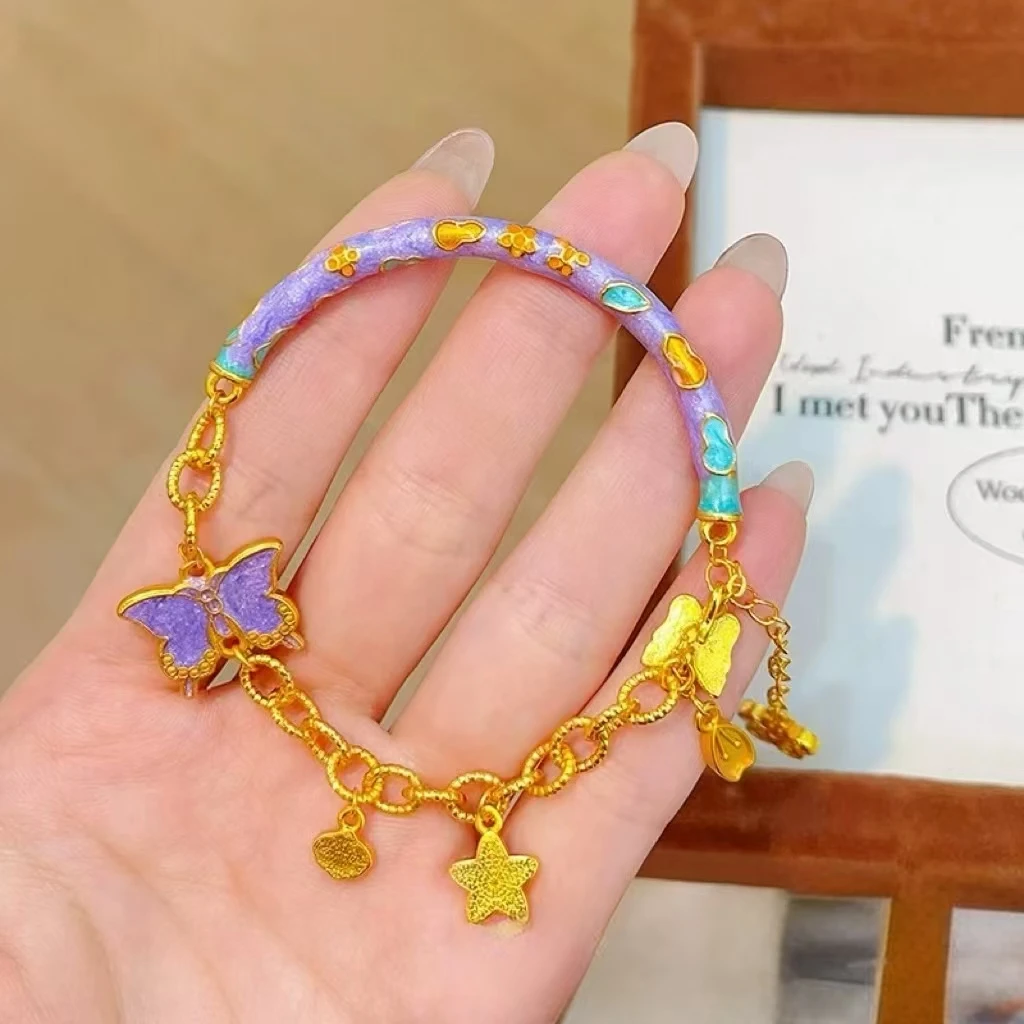 合金手链 九紫离火蝴蝶四叶草手链可爱立体饰品女款轻奢送礼佳选