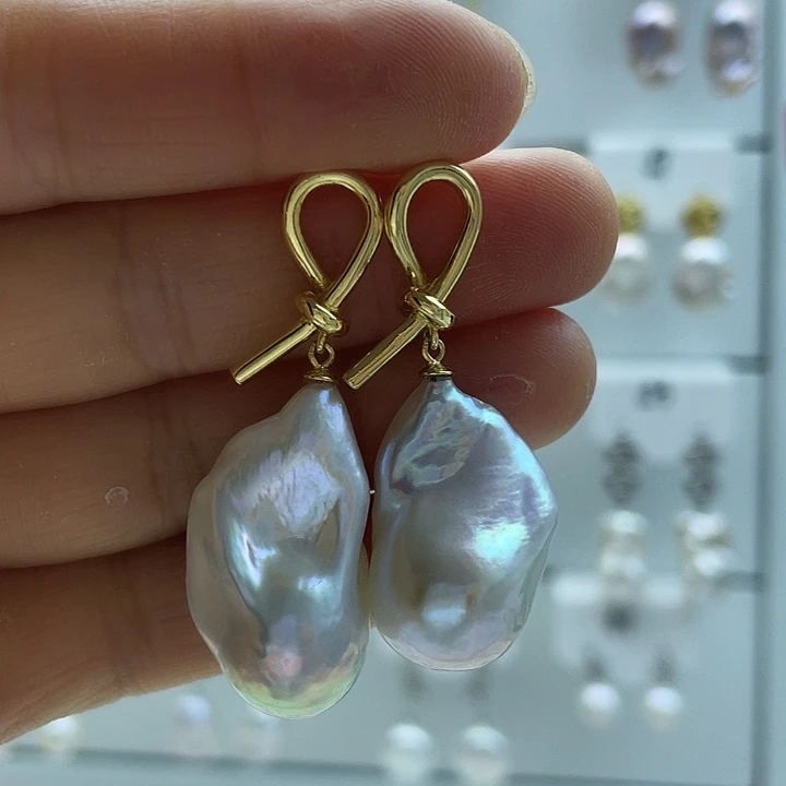 淡水珍珠耳饰银S925镶嵌