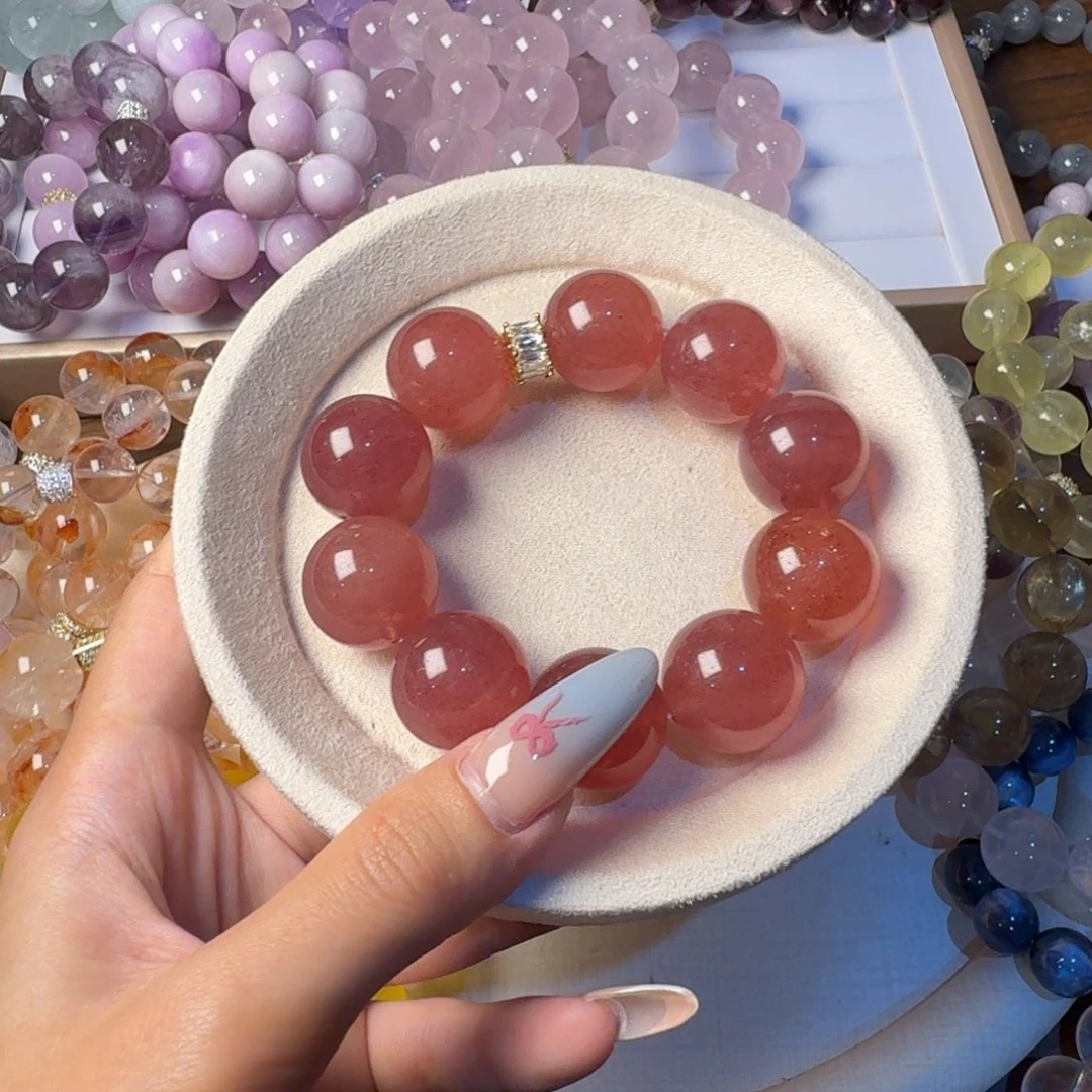 狼***心水晶手链未镶嵌草莓晶20卡