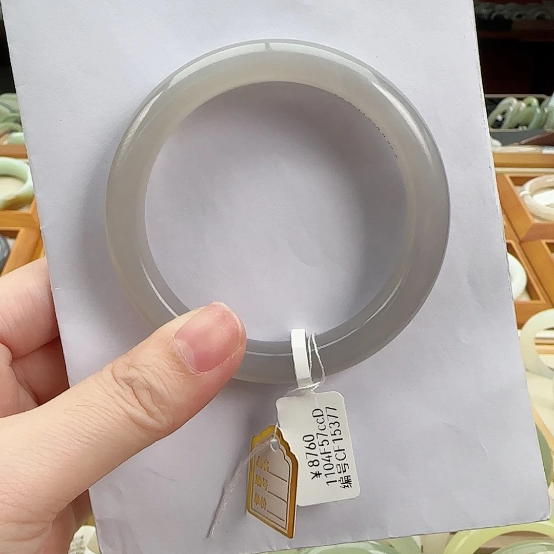 和田玉未镶嵌手镯58冰紫