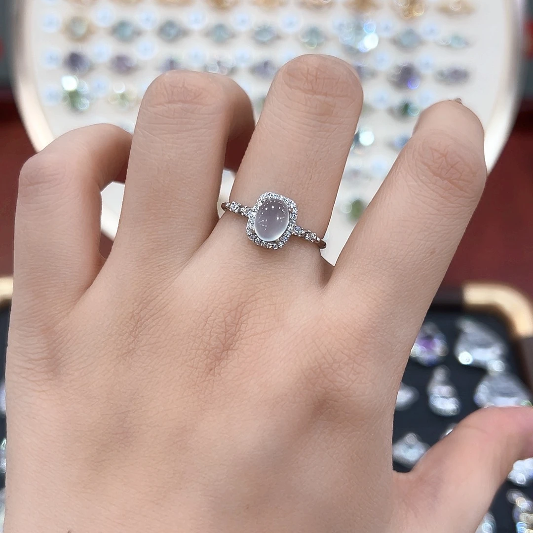 蛇纹石玉银S925镶嵌戒指