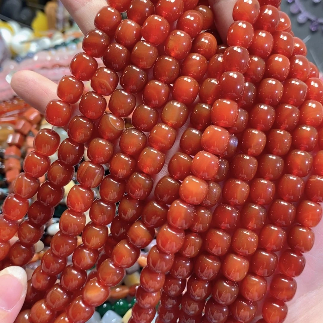 玛瑙/玉髓未镶嵌珠宝半成品红玛瑙老型一条卡10mm