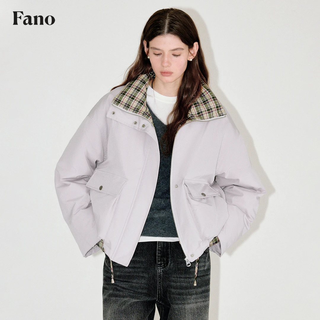 【清仓】绮梦之镜绒格纹拼接宽松抽绳花苞FD25Y005