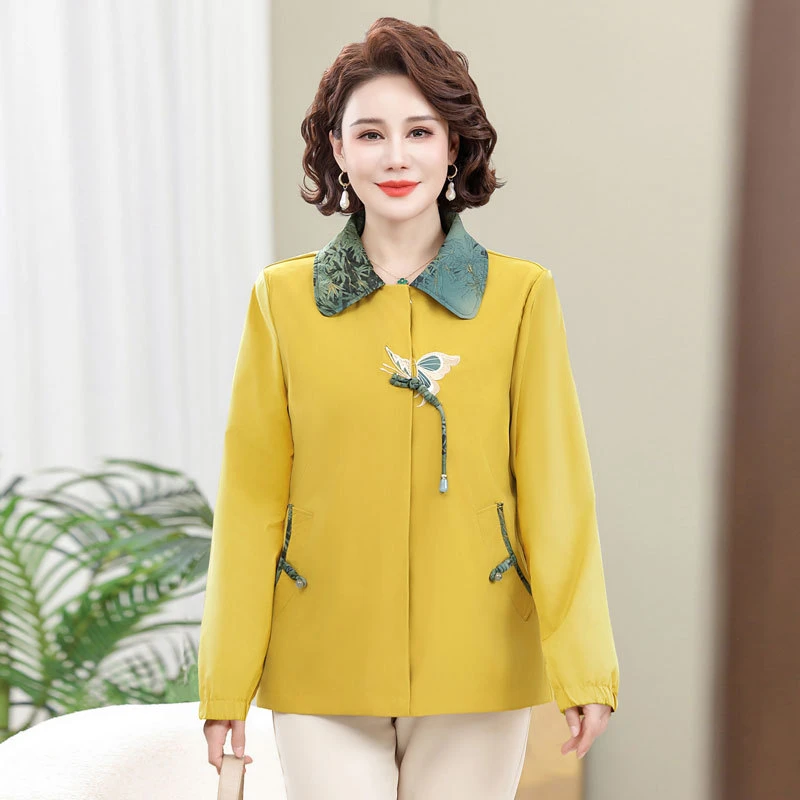 洋气中年妈妈装春季新款上衣40-50岁新中式中老年女装大码夹克衫