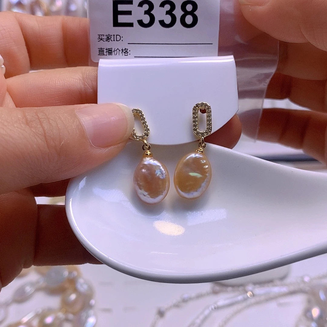淡水珍珠耳饰银S925镶嵌