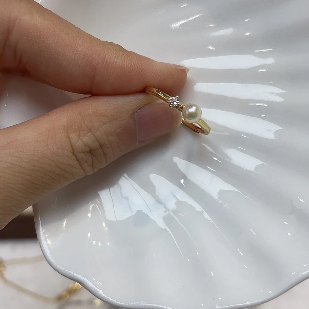 戒指海水珍珠银S925镶嵌