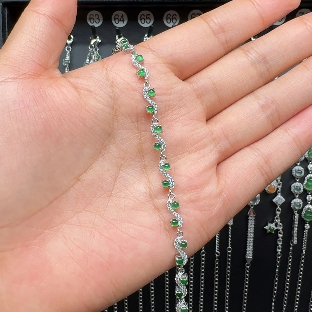 翡翠银S925镶嵌手链