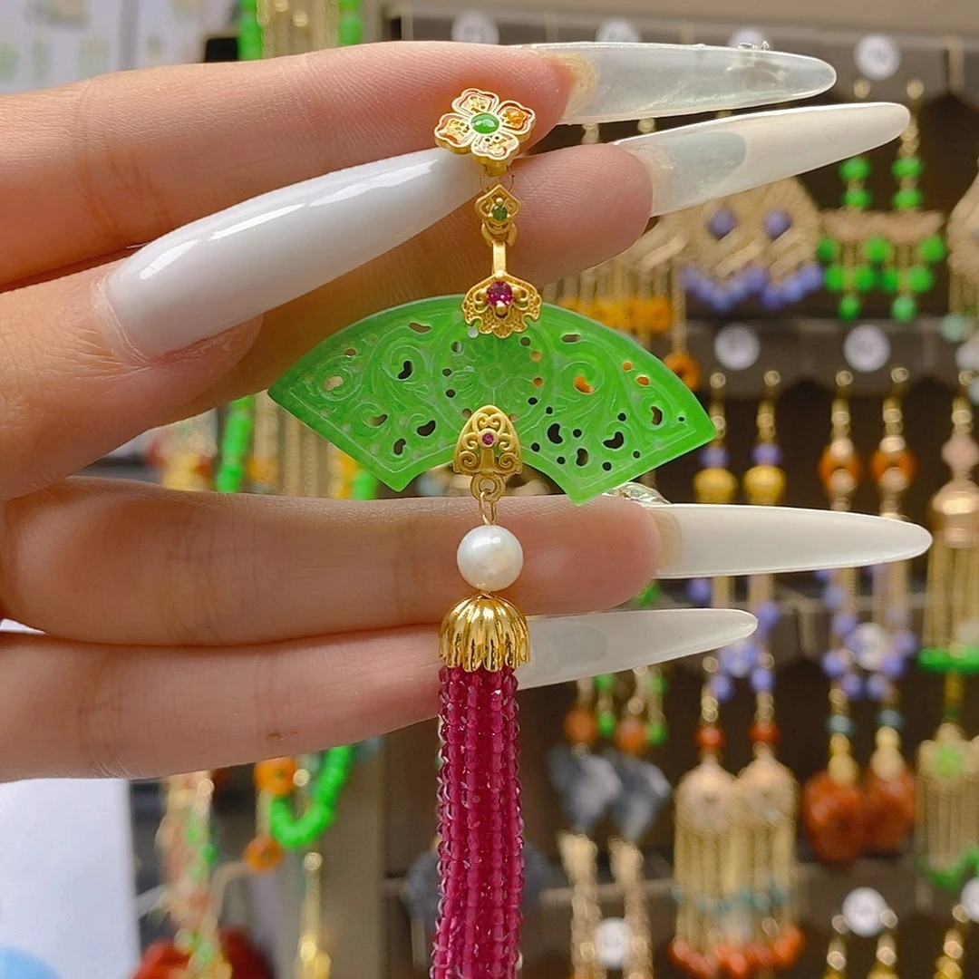 翡翠合金耳饰翡翠