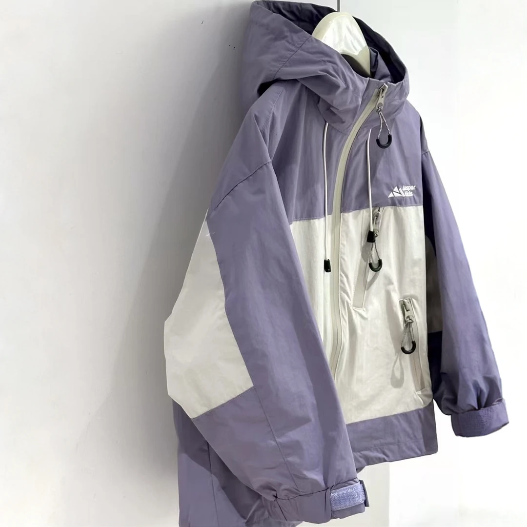 &苏珊&新款yd秋冬款2517加绒紫色拼接冲锋衣时尚潮酷