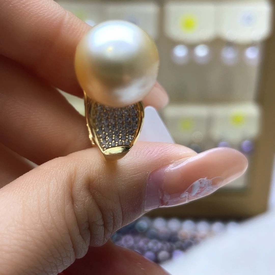 海水珍珠戒指银S925镶嵌