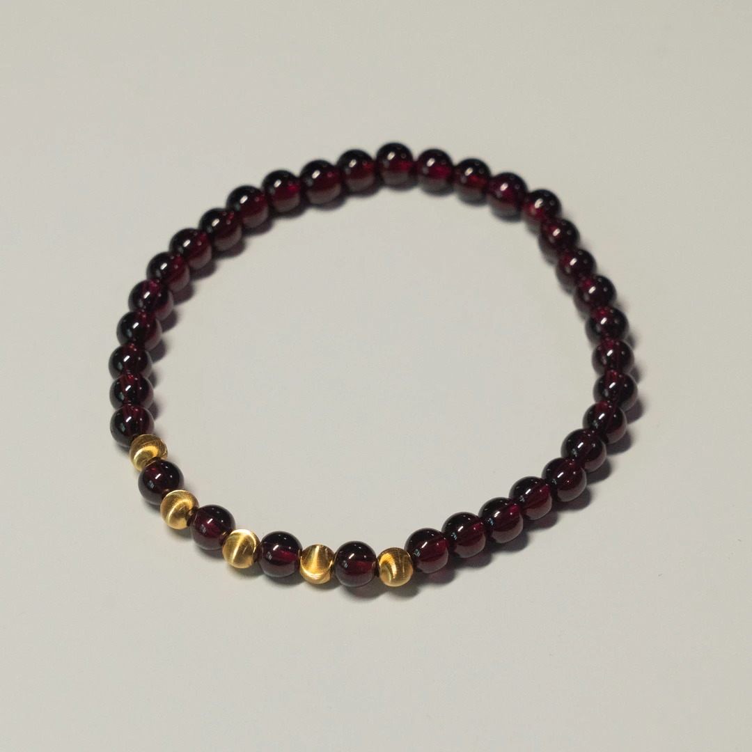 【金展珠宝】s925银 时尚百搭精致 天然紫牙乌石榴石转运珠手串