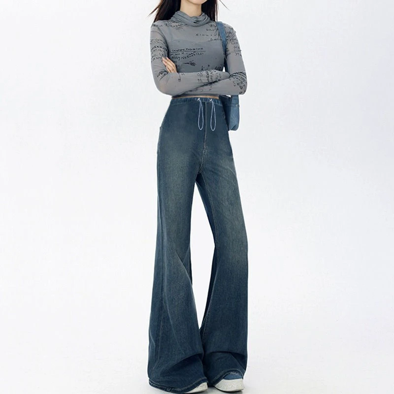 孕妇裤子秋季薄款外穿小个子打底牛仔裤2025新款不勒肚喇叭裤春秋