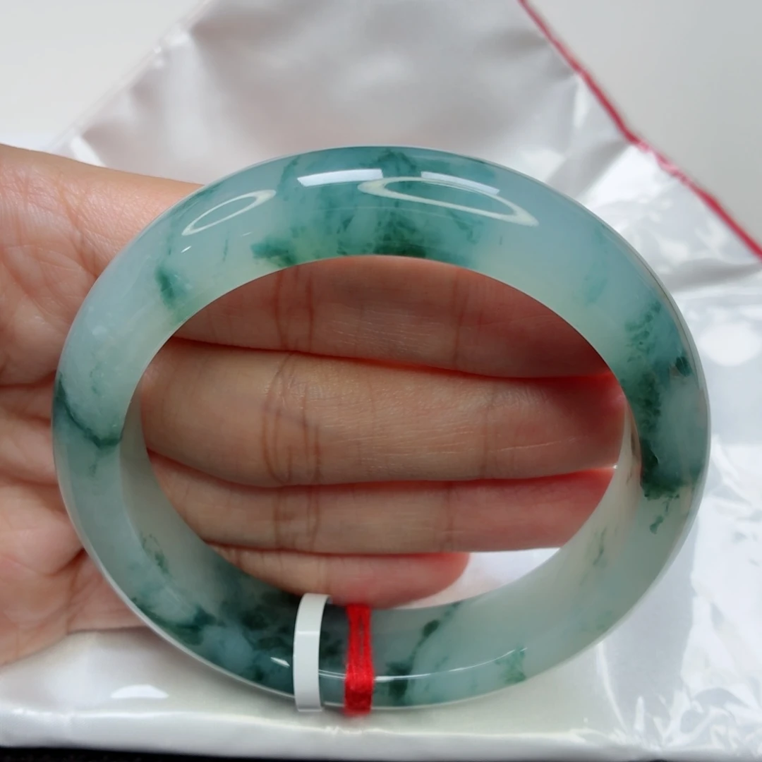 翡翠未镶嵌手镯老坑59圈冰胶起光飘花026