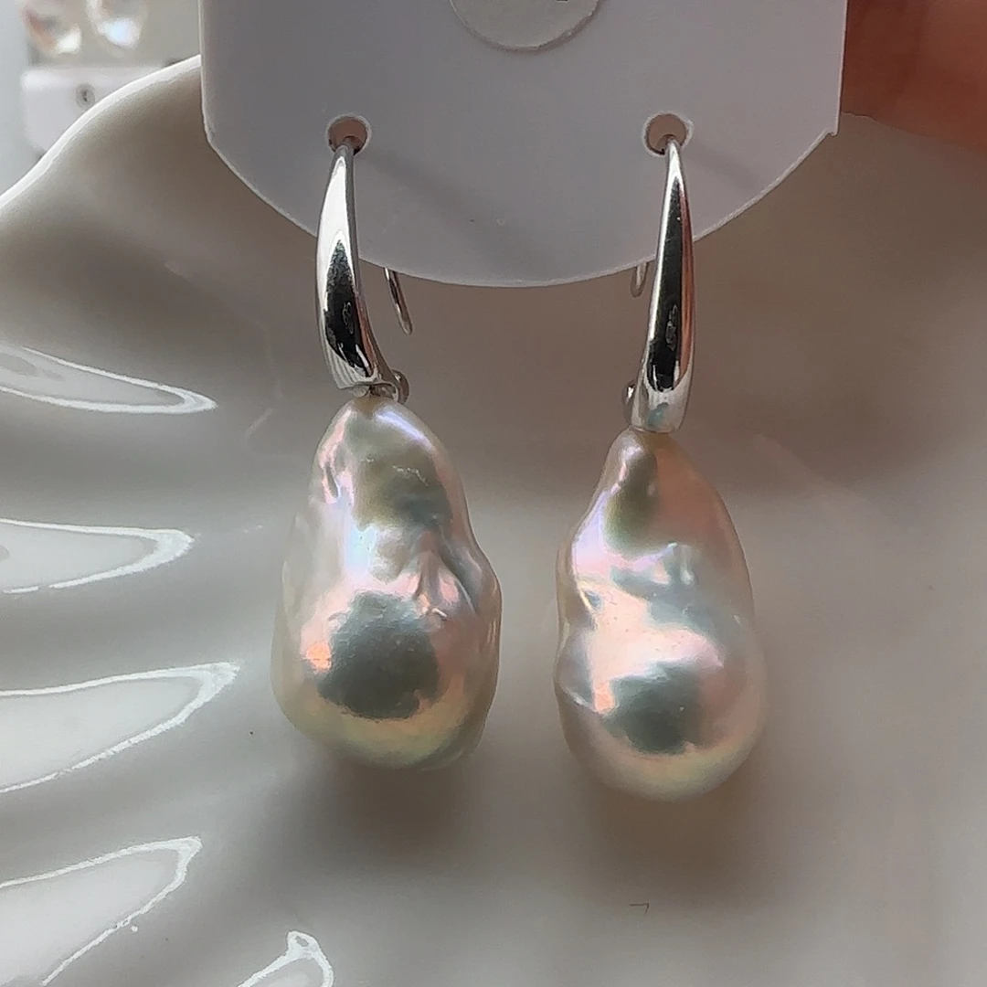 银S925镶嵌淡水珍珠耳饰