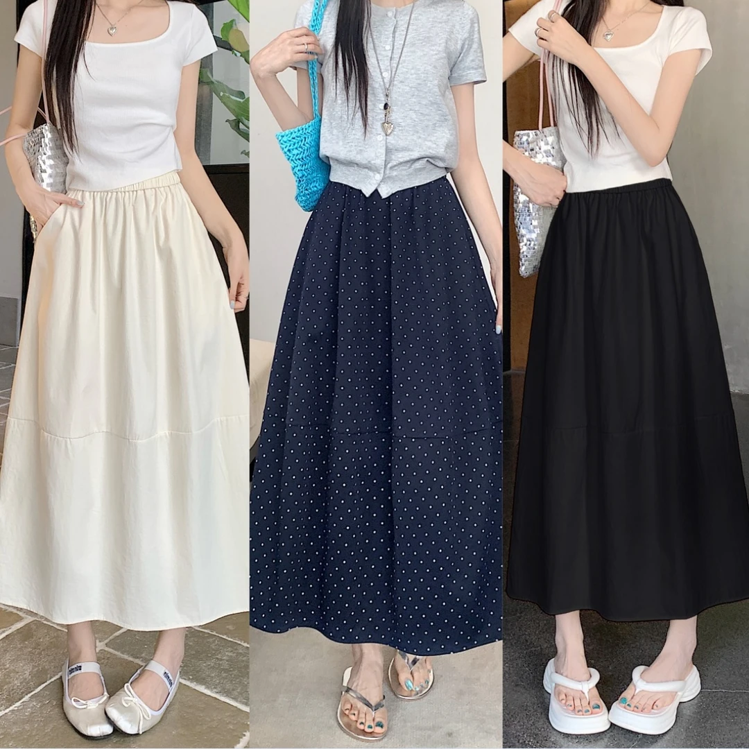 8115+8111夏季女装显瘦微胖波点宽松大码百搭裙