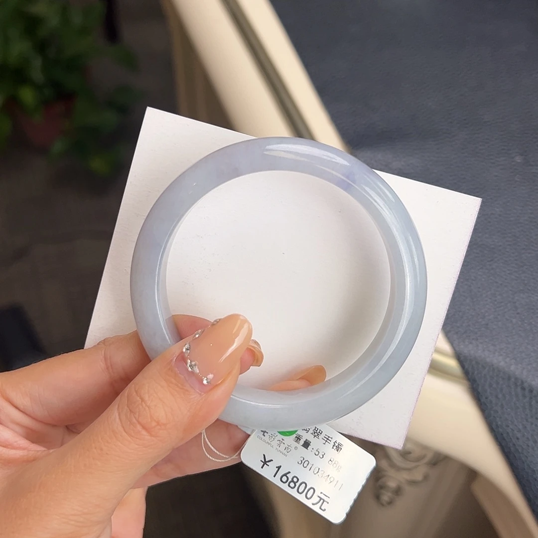 翡翠未镶嵌手镯56糯冰紫