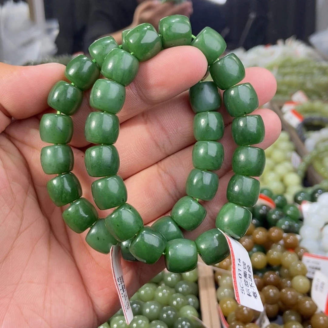 和田玉未镶嵌手串天然卡12碧玉3号矿多样性拍一发一